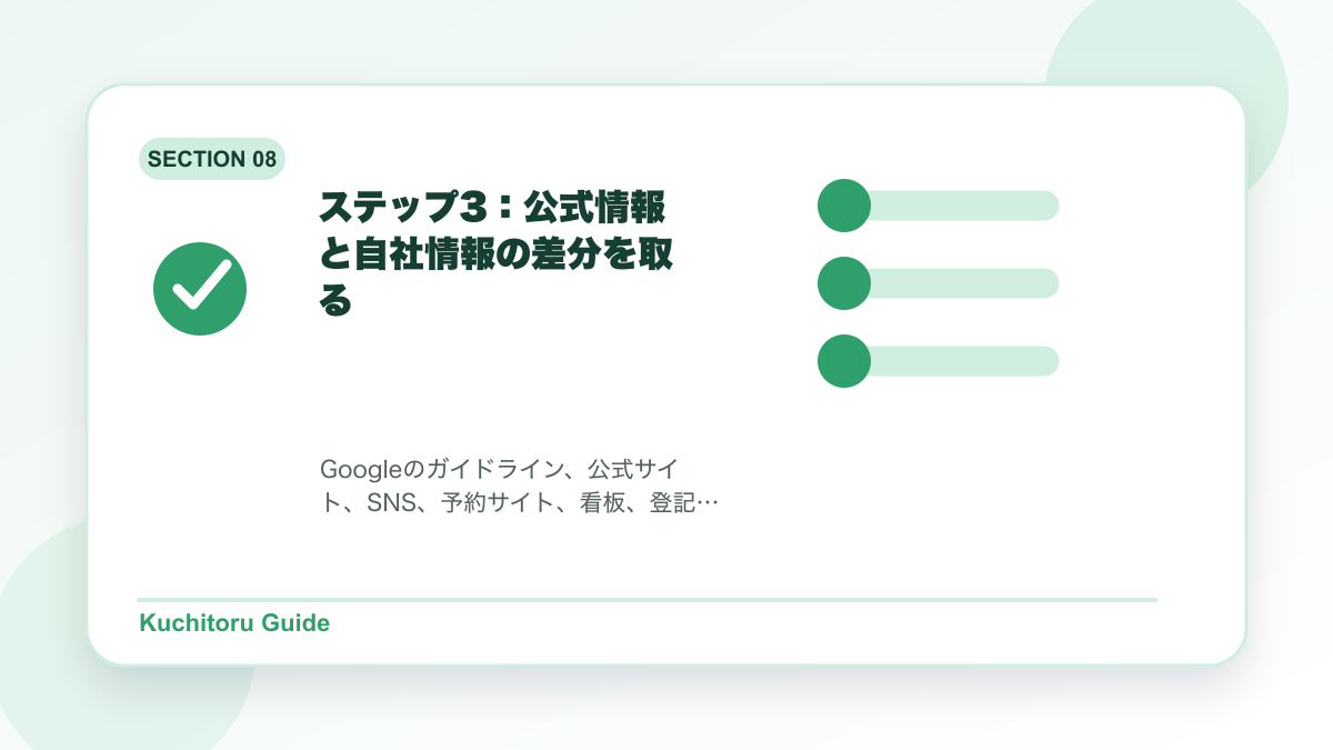 ステップ3：公式情報と自社情報の差分を取るの要点図解