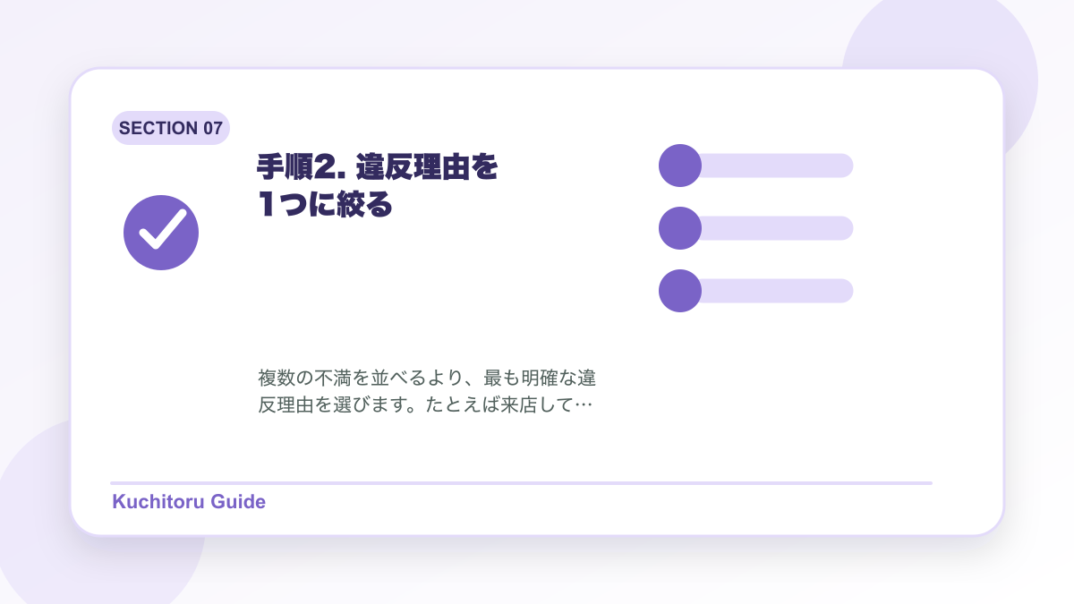 手順2. 違反理由を1つに絞るの要点図解