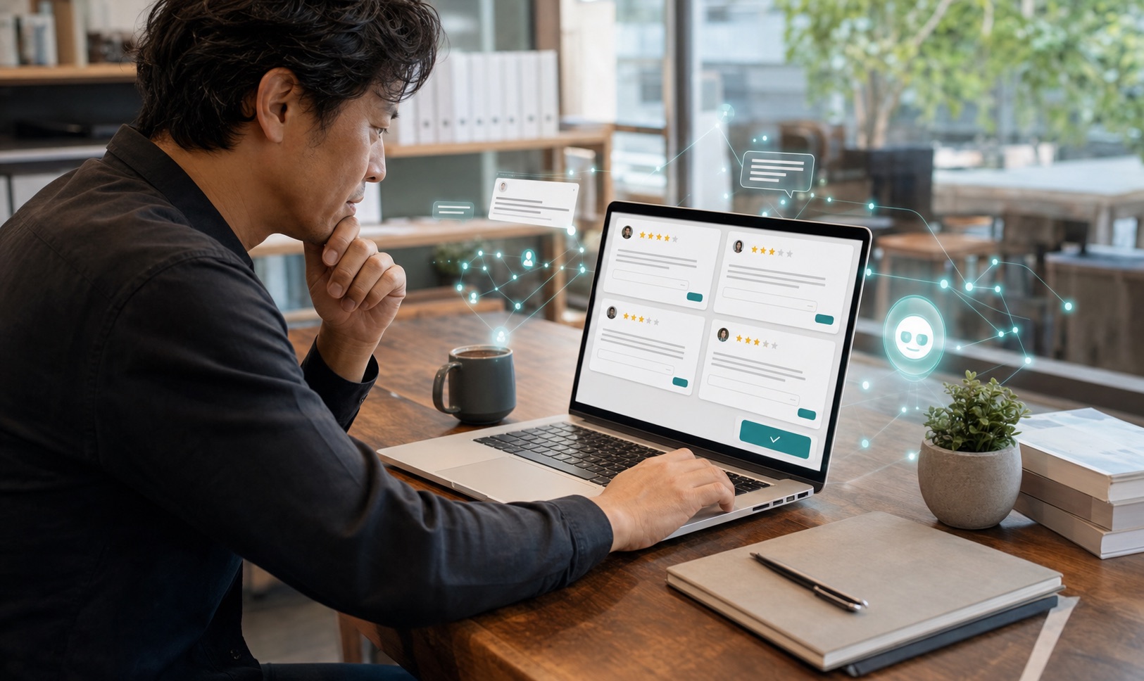クチトルのAI口コミ返信機能でGoogleレビュー返信案を確認する画面